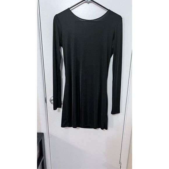 Parker Women's Silk Open Back Long Sleeve Bodycon Mini Dress Black Size Small - Picture 2 of 13
